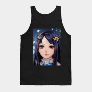 Black Hair Anime Girl Tank Top